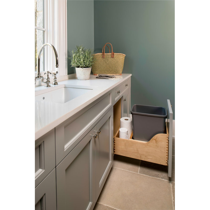 Rev-A-Shelf Pullout Trash Can with Soft-close Slides, 23.38"H x 12"W x 21.75"D, Natural Maple, 50 Qt
