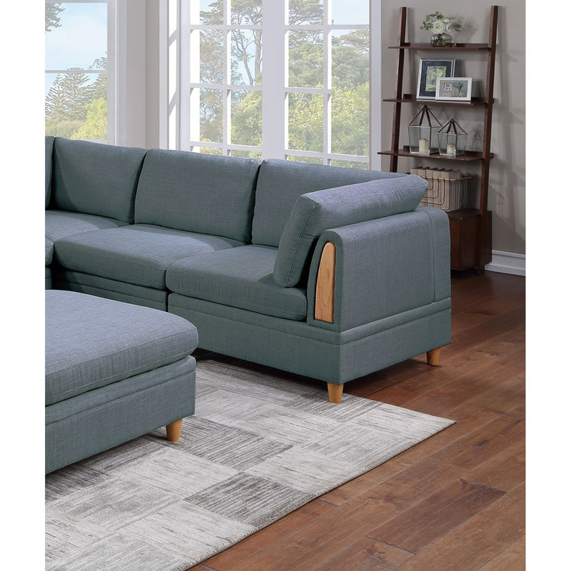 Modulaire contemporain 6 en tissu avec dossier gris acier pour 6 personnes, moderne