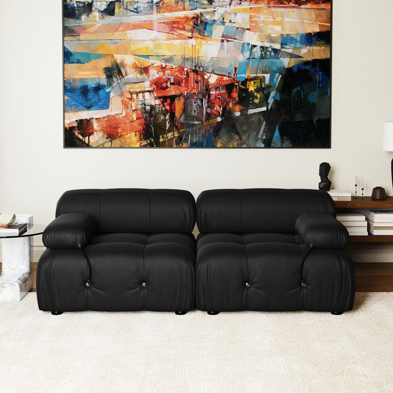 Causeuse cylindrique 69,3 po Cylar, Velours noir
