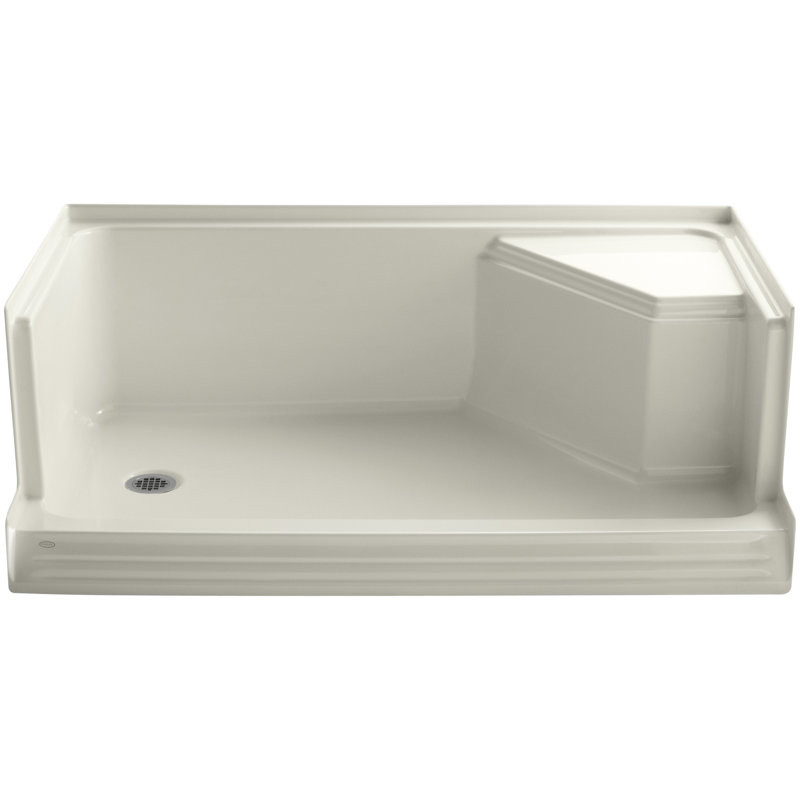 Base de douche simple 60 po x 36 po Memoirs®, Biscuit