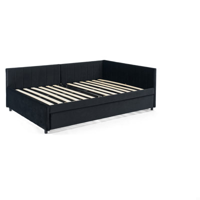 Full Size Daybed With Trundle Upholstered Tufted Sofa Bed, Sofa Bed Frame With Comfortable Backrest And Armrests, Velvet