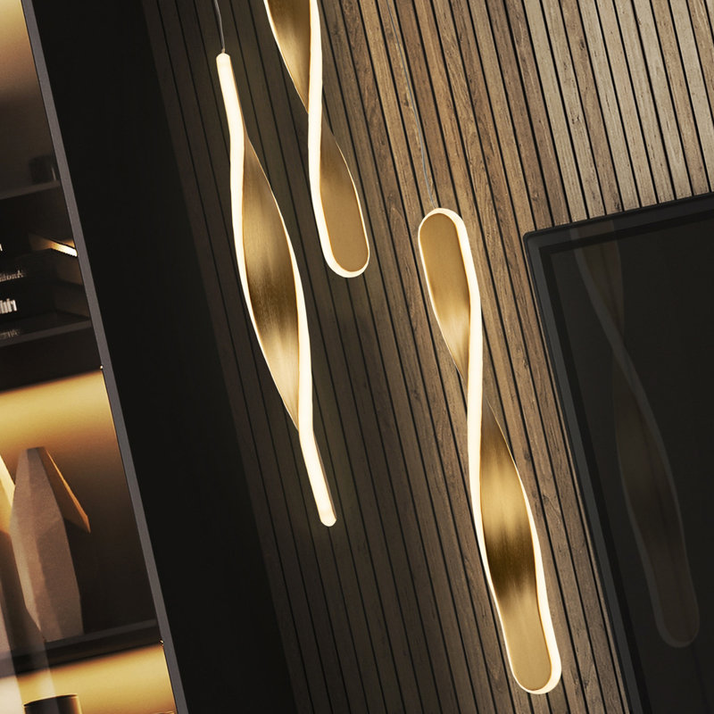 Dayatra 5 - Light LED Novelty Pendant, Brushed Gold