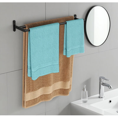 Double barre à serviettes pour la salle de bain - Porte-serviettes mural en acier inoxydable de 24 pouces avec deux tiges, conception peu encombrante, installation facile pour les serviettes à main et de bain