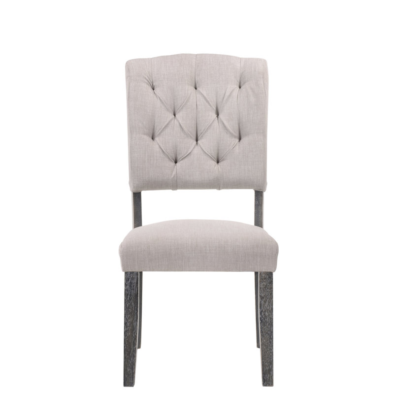 Ensemble de 2 chaises d'appoint en lin - beige et gris, siège gris confortable, durable
