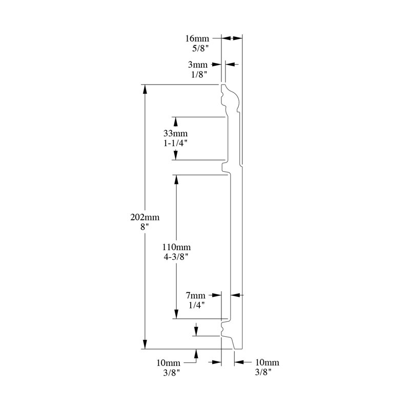 7.88'' H White Polystyrene Baseboard Moulding Set of 3
