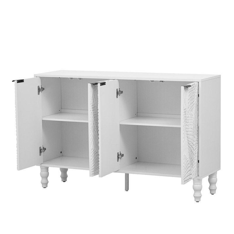 47.2'' Modern TV Stand, Entertainment Center Media Console With 2 Spacious Storage Space, Solid Wood Legs And Anti-Tip Device For Living Room, Up To 43''