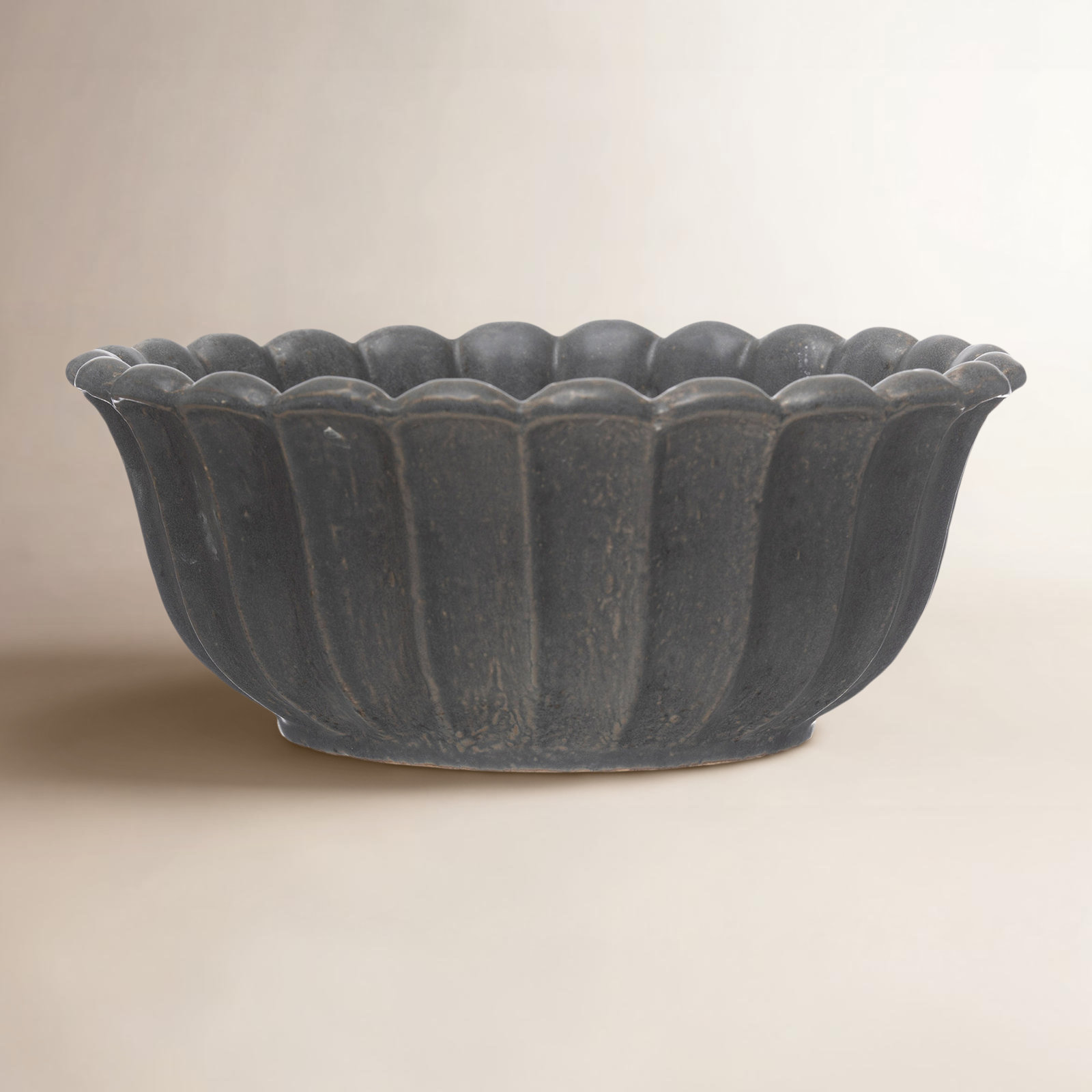 Fluted Ceramics Fruit Bowl