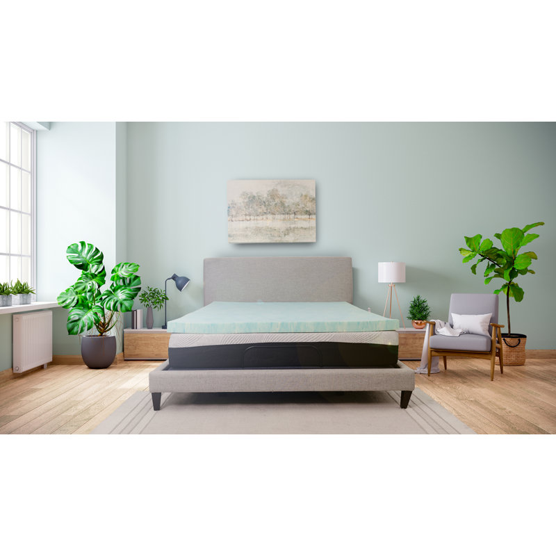 Omne Sleep Plush 3 Inch Memory Foam Cooling Mattress Topper, Twin
