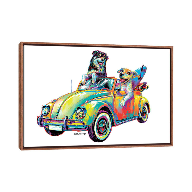 Couple Car by P.D. Moreno - Print on Canvas, Classic Brown Wood Framed, 101.6 cm H x 66.04 cm W