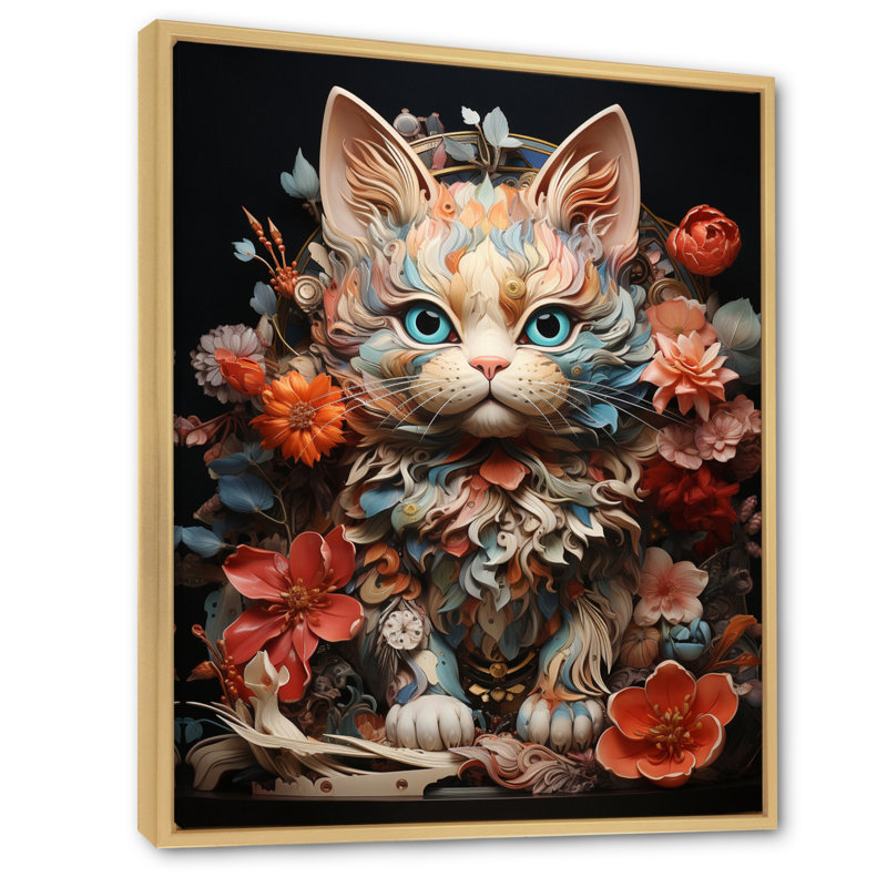 «Cristek Japon Art Waving Manekineko II» sur toile, H 32 po x l 16 po x P 1 po, Cadre naturel flottant