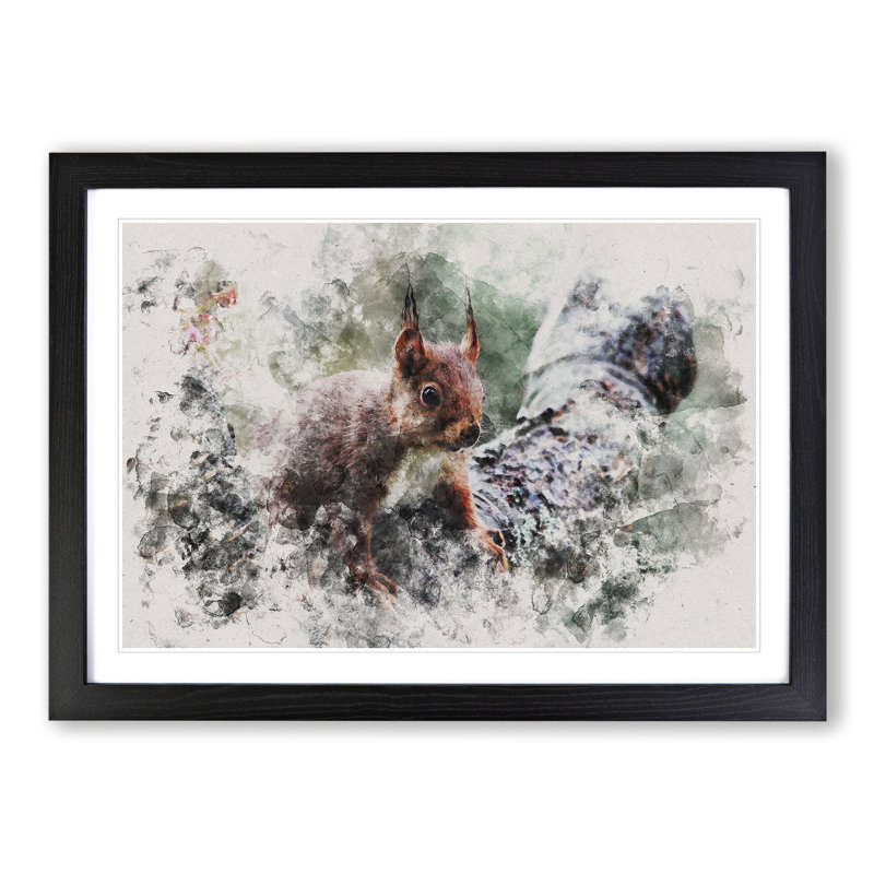 Red Squirrel Vol.1 - Picture Frame Painting, 48cm H x 65cm W x 2cm D, Black Framed