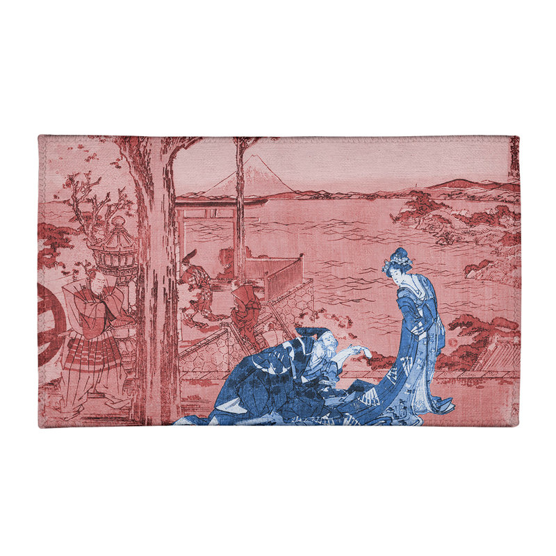 Tapis de chenille de couleur rouge japonaise courtesan, Rectangle 3 pi x 5 pi