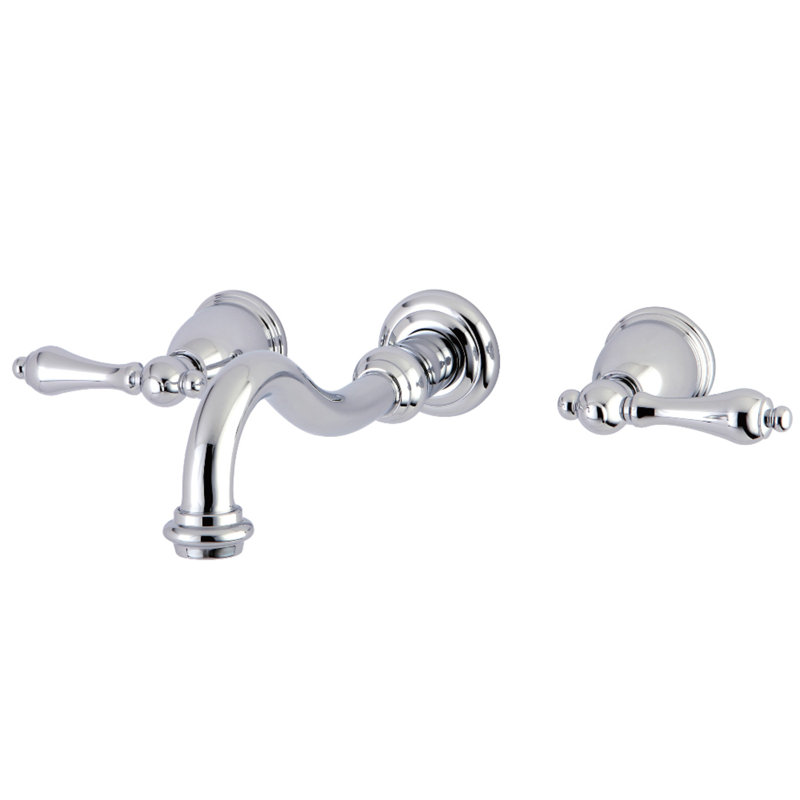 Kingston Brass Restoration Two-Handle 3-Hole Wall Mount Tub Faucet, Polished Chrome