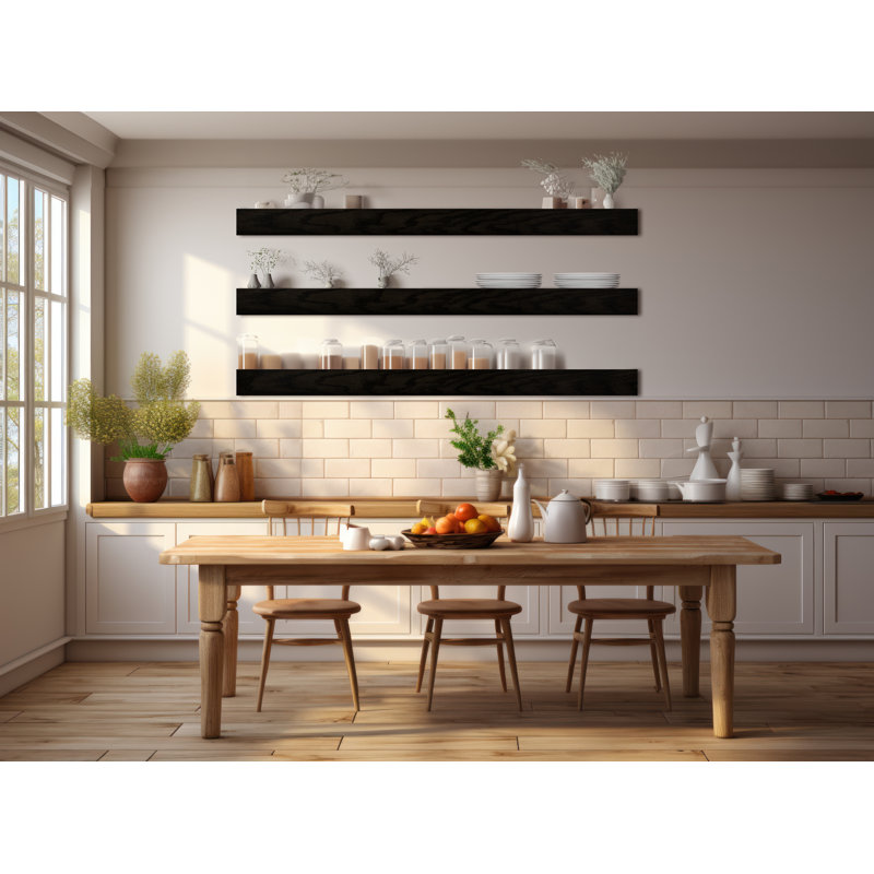 Emerald Lee 3 Piece Oak Floating Shelf, 6" H x 66" W x 6" D