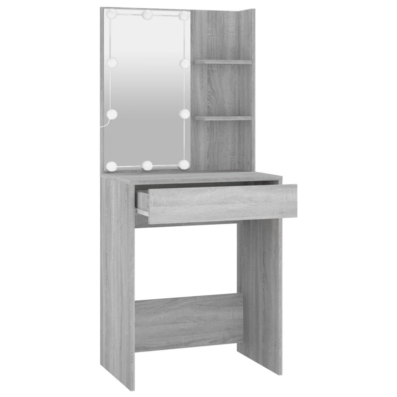 Joslyne Dressing Table with Mirror, Grey Sonoma