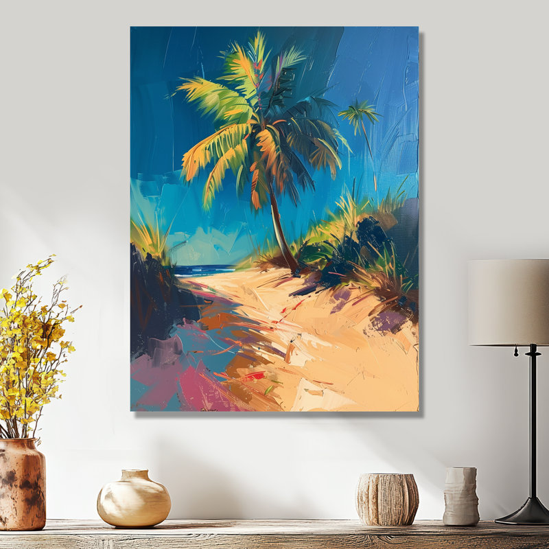 «Green Green Palm Trees Tropical Oasis II», impression d'art mural palmiers et palmiers, Sans cadre, métal, H 34 po x l 44 po