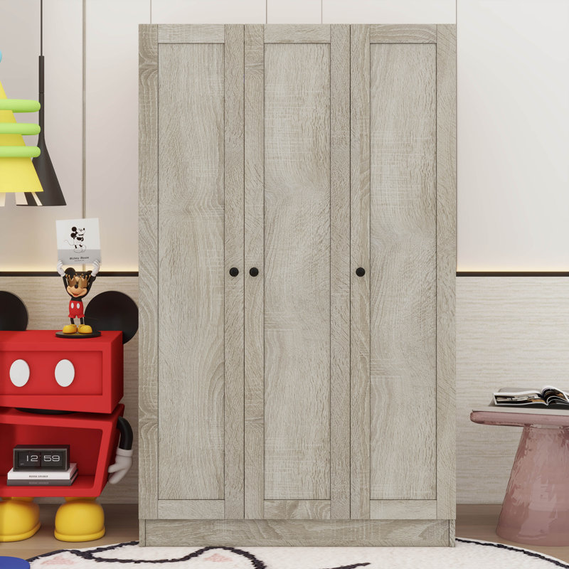 Armoire à 3 portes avec tablettes, Gris