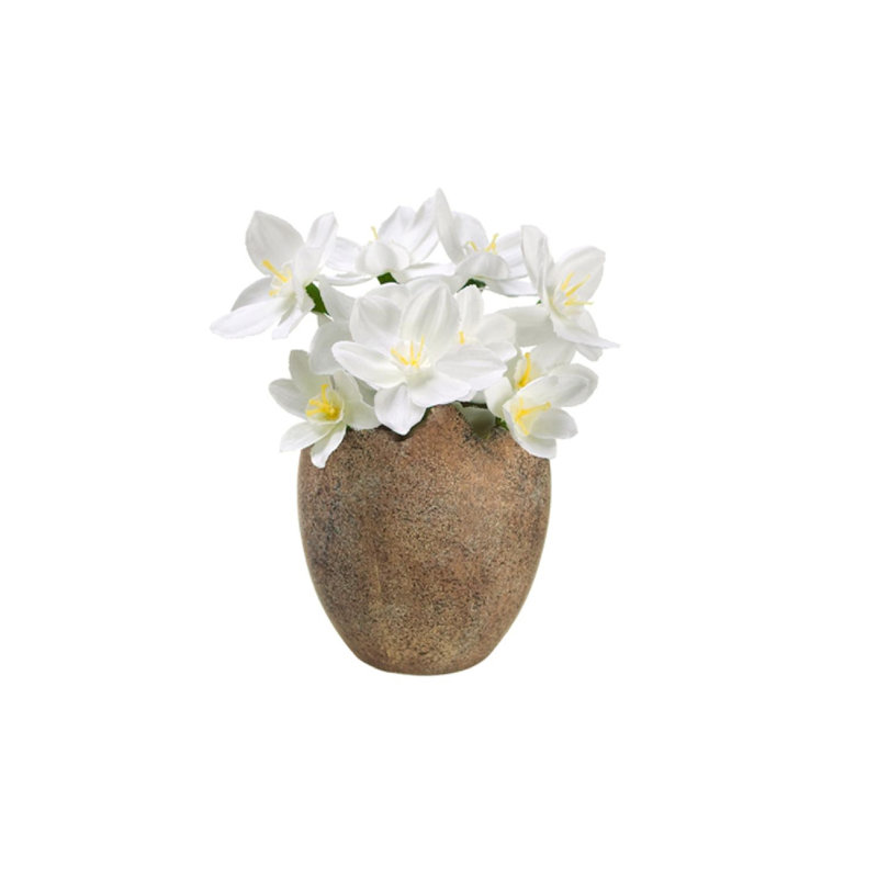 Décoration de printemps 4,5 po en soie blanche artificielle en pot