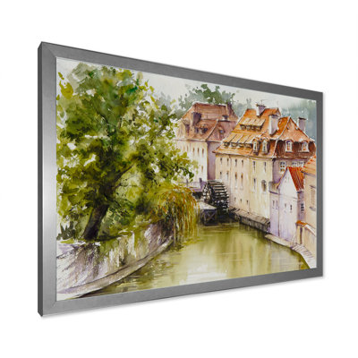 «Old Prague Watermill Over Chertovka River», reproduction d'art sur toile