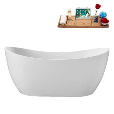 Baignoire autoportante 63 po avec drain interne 63 po Streamline