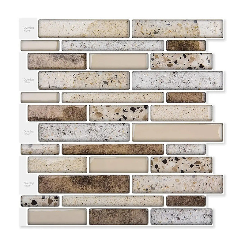 Brown Stone Vinyl Peel and Stick Backsplash Tile for Kitchen(20 Sheets/20sq.ft)