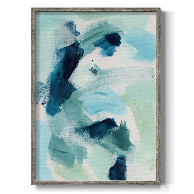«Teal Composition I», reproduction encadrée - bois massif, H 30 po x l 24 po