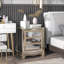 Armoire d'extraction à miroir à 3 tiroirs l 19,7 po x P 15 po x H 26 po Champagne, multifonctionnelle convenant aux couloirs, salons, coins, chambres à coucher, canapés