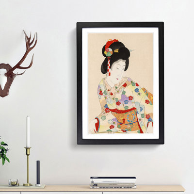 Woman in a Floral Dress by Toyohara Chikanobu - Picture Frame Painting Print