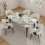 6 Seat Modern Stone Dining Table Set With Faux Leather Side Chairs, 7-piece Dining Table Set-133005912-134038779