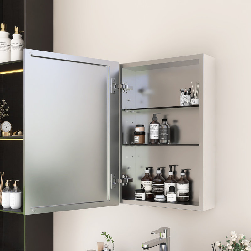 Pharmacie rectangulaire avec miroir, 16"