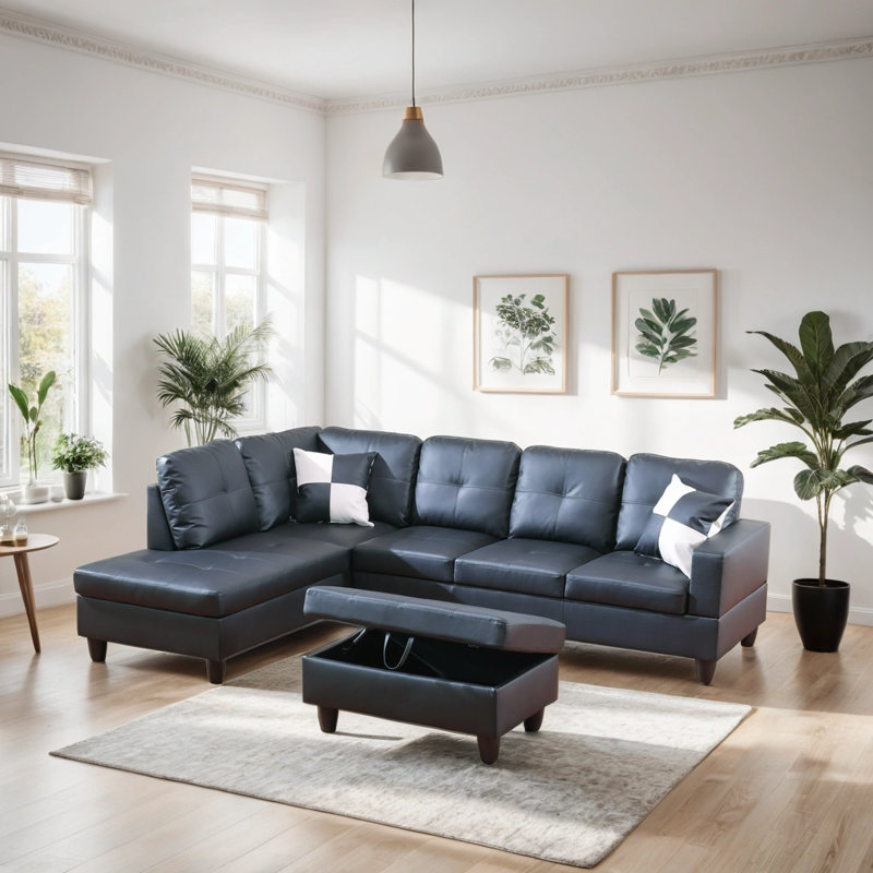 Maumee Upholstered Sectional, Left Hand Facing, Turquoise