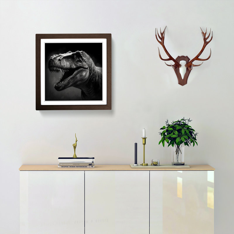 Tyrannosaurus Rex Drawing - Framed Print, Walnut
