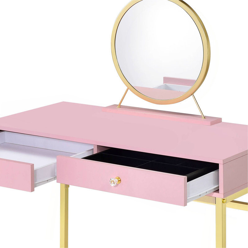 Bureau de coiffeuse avec miroir et plateau à bijoux Coleen