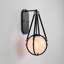 Applique murale 1 lumière noir mat VidaLite Voyager, luminaire avec corde et abat-jour en verre fumé de style industriel moderne, à intensité variable