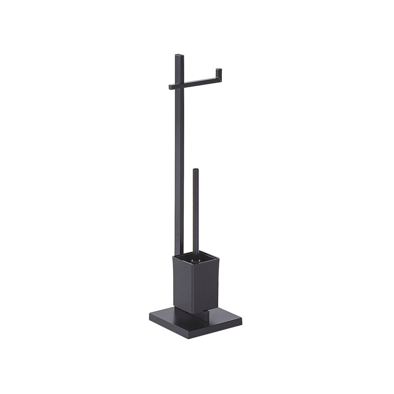 Alfie Free-Standing Toilet Roll & Brush Holder, Black