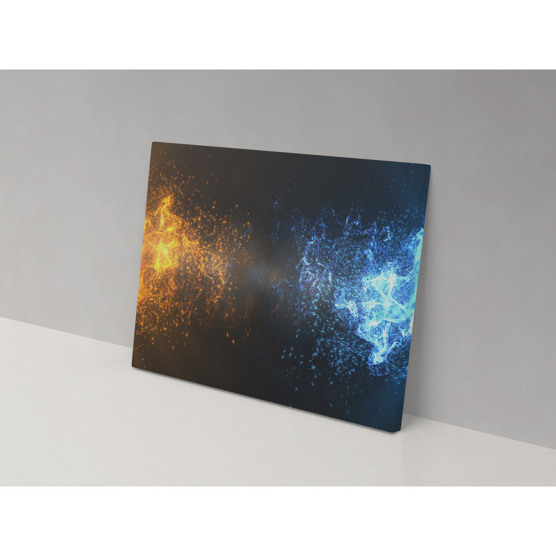 Orange and Blue Dissolve - Wrapped Canvas Painting