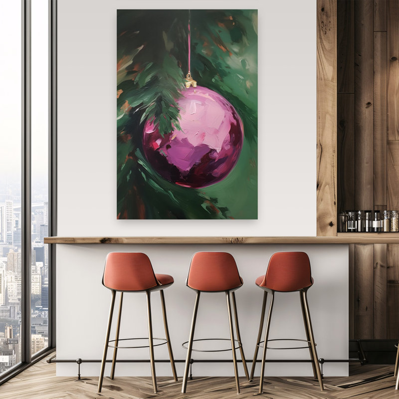 Vibrant Christmas Bauble Bold Vibrant Abstract Christmas Tree Fir Winter Landscape Wall Art Print 1 Piece Wrapped Canvas Wall Art