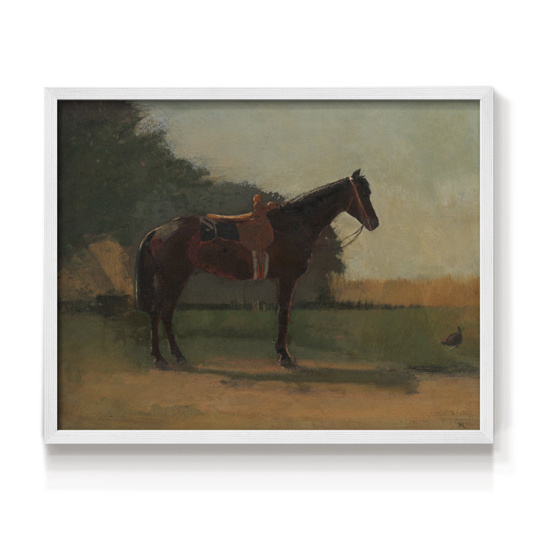 Cheval de selle - impression encadrée - réarmable, H 11 po x l 14 po, Blanc