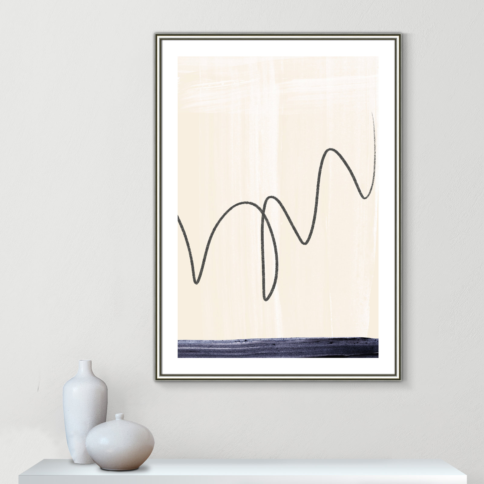Tigerlily "Departured II" Painting, 42.75" H x 30.75" W x 0.88" D, Silver Framed Paper