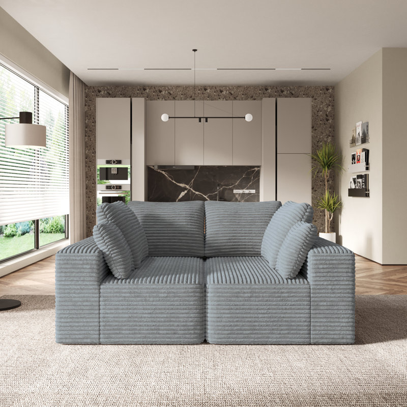 Canapé modulaire Aruba, Velours côtelé gris