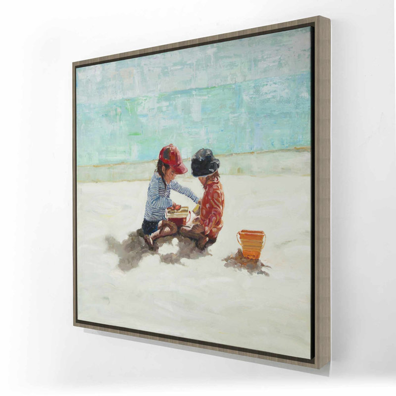 Petites filles à la plage - Toile encadrée, décoration intérieure