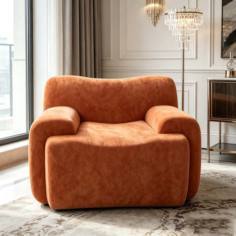 Chaise d'appoint moderne rembourrée, Orange