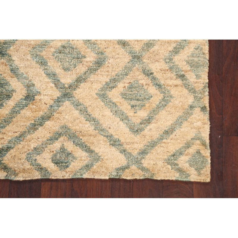 Tapis unique en jute noué à la main 3 pi 11 po x 5 pi 11 po New Age beige / ivoire