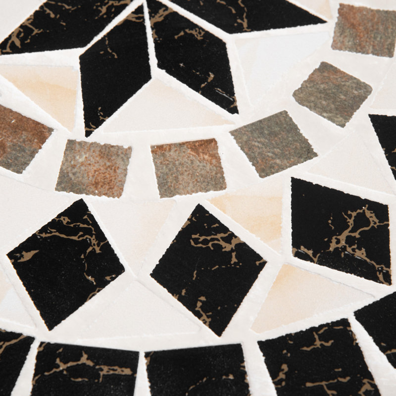 Table mosaïque, table de jardin ronde pour le jardin, noir