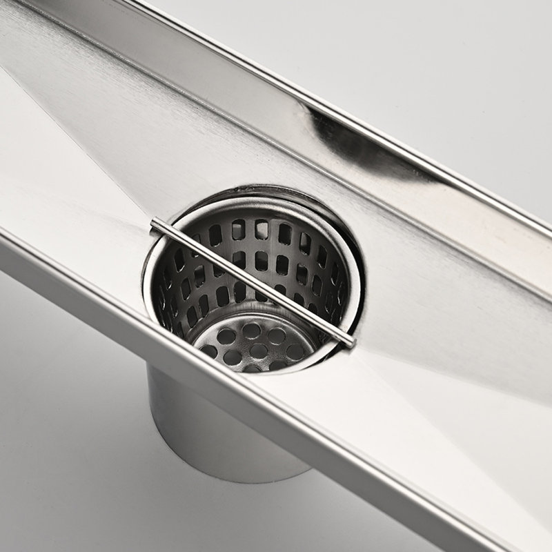 Linear Shower Drain With Leveling Feet, Brushed Nickel