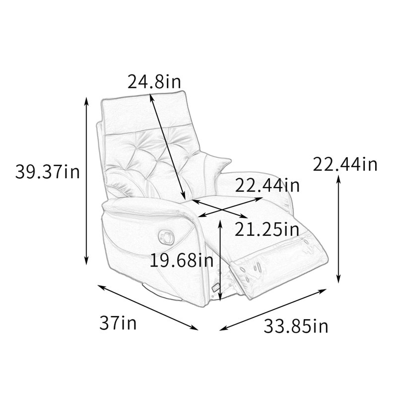 Fauteuil inclinable moderne à dossier haut multifonctionnel, Noir