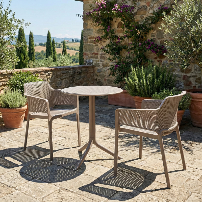 Byrge 2 - Person Patio Dining Set with Round Table, Turtle Dove