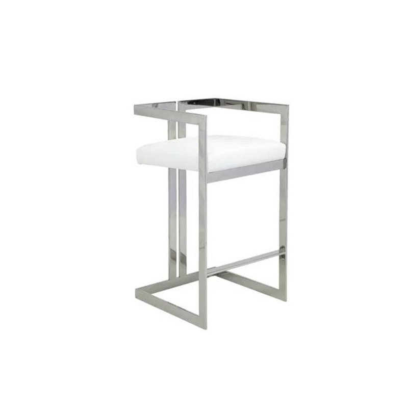 Ballam 26" Counter Stool, White, Chrome