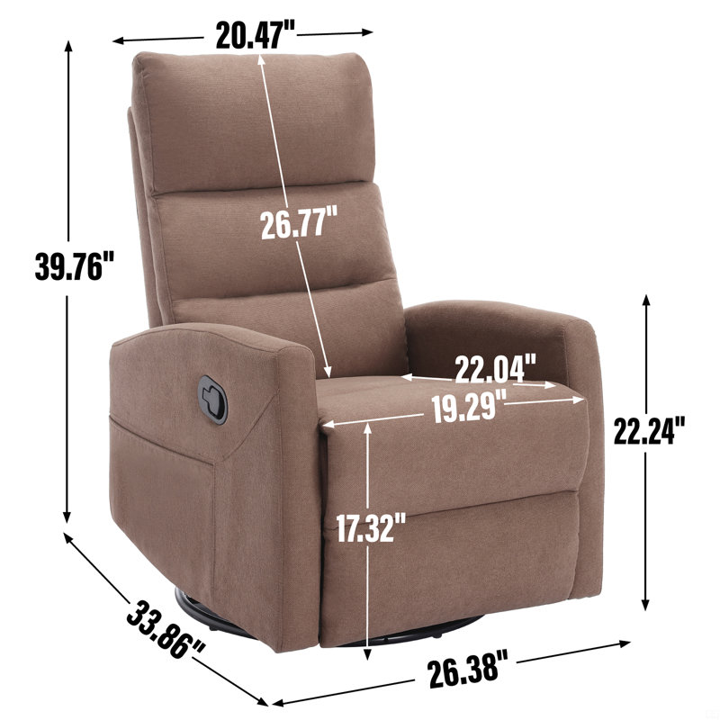 Manual Recliner Chair With Rocker And Swivel, Brown