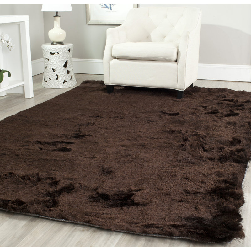Delane Handmade Tufted Chocolate Area Rug, Rectangle 4' x 6'